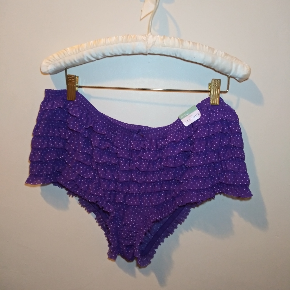 NWT Cacique Purple/White Polka Dot Ruffled Panty